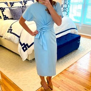 Blue midi dress with optional wrap